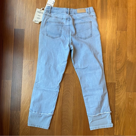 Charlie B Cropped and Cuffed Pants. Soft Fabric. Light Wash. - Picture 9 of 14